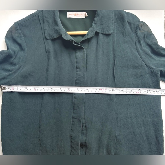 Tory Burch silk green blouse button down shirt top - Picture 5 of 6